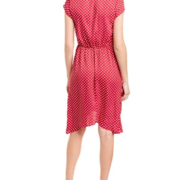 💞3 for $50💞Sangria-White Polka Dots, Cap-sleeve, Wrap Dress. BCBGMAXAZRIA - Picture 4 of 4